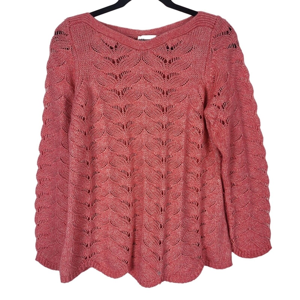 Soft Surroundings Sweater M Womens Cotton Blend Long Sleeve Chunky Knit Coquette